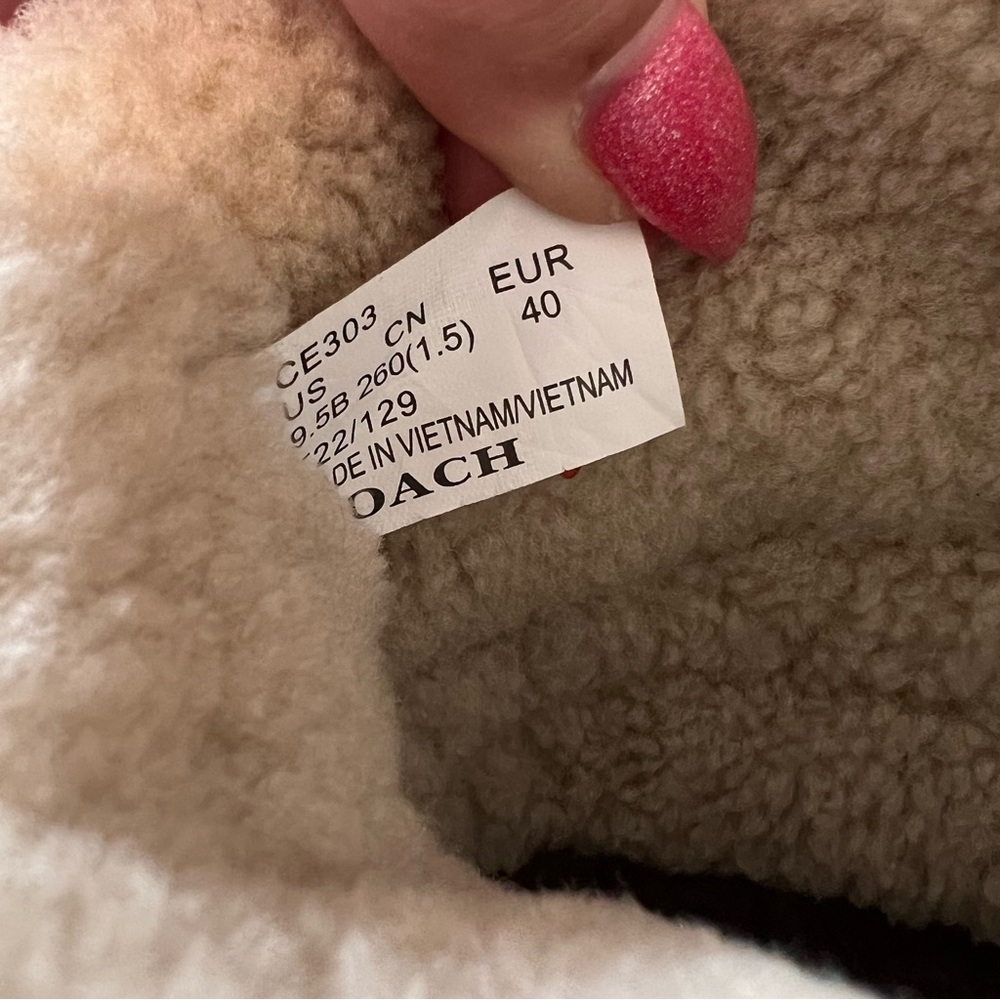 COACH Kailee Boots Off White Nylon/Lamb Fur/Black Leather Winter Booties 9.5 NEW - Picture 13 of 13